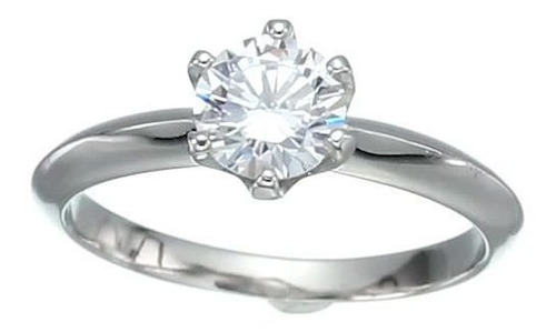 Anillo De Compromiso De Plata De Ley 925 Con Diamante De Ta