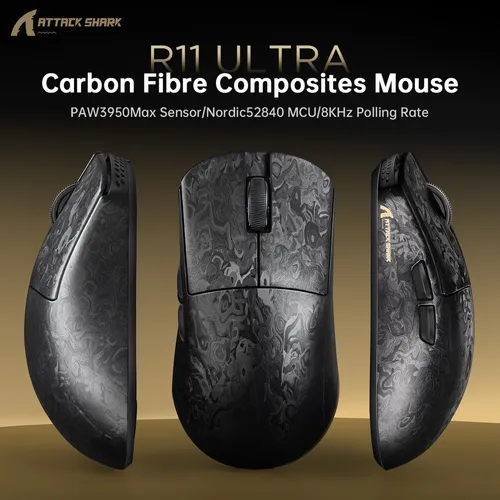 R11 ULTRA Carbon 49g マウス 本体 Attack Shark R11ultra Ratón Gaming 8k 49g Fibra Carbono | MercadoLivre