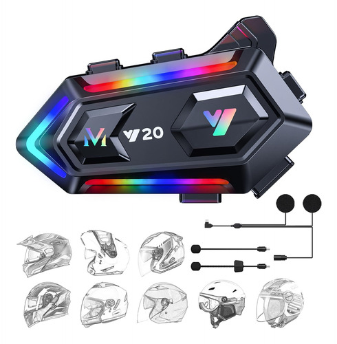 Motorcycle Helmet Speakers With 16-types Rgb Dazzling Lights