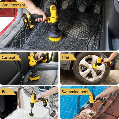 Kit De Brochas Para Lavar Coches, Taladro Automático, 4 Piez