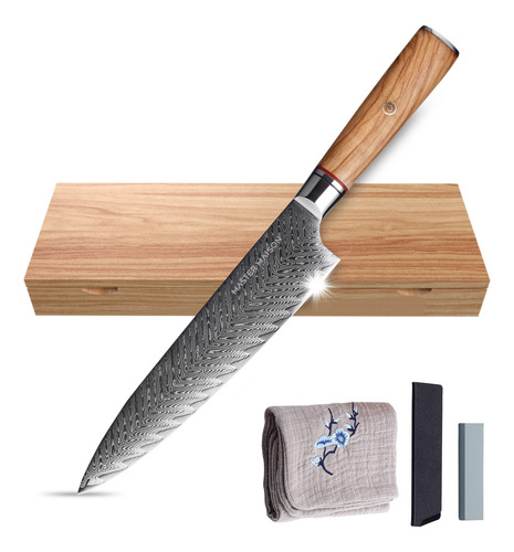 Set De Cuchillos De Chef De Acero Damasco 8