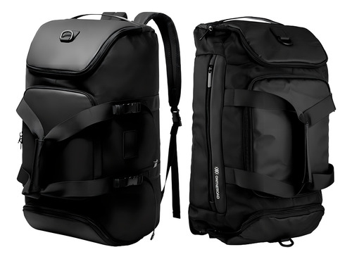 Mochila y maleta Nordk On The Road 2 en 1, 36 litros, color negro, diseño de tela lisa