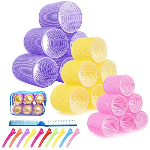 Juego De Rulos De Pelo Jumbo, Grandes Rulos De Velcro Para C