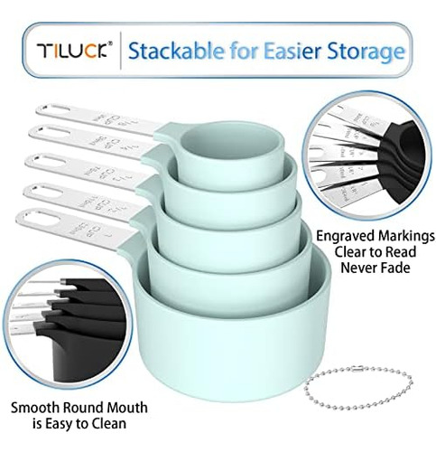 Juego De Tazas Y Cucharas Medidoras Tiluck, Tazas Y Cucharas