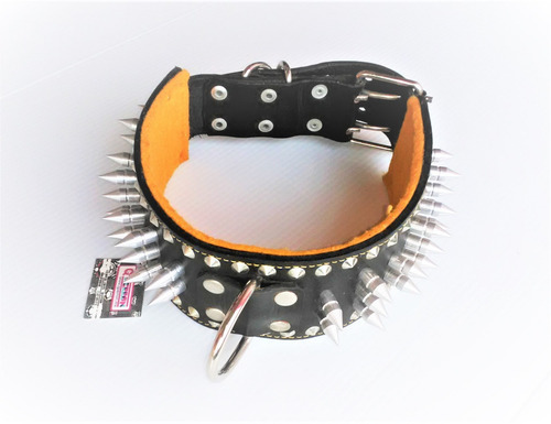 Collar De Picos Perro Raza Grande Tosko 66 Cm Piel 8.8cm Color Negro Angry Dog