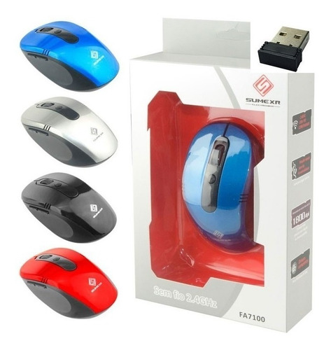 Imagem 3 de 3 de Mouse Sem Fio Wifi Usb 1600dpi Optico 3d Qualidade Cor Prat2