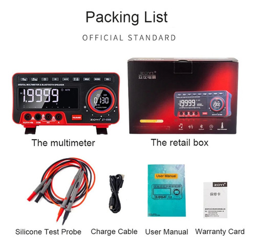 Multímetro Digital Profissional Zoyi Zt-5566 Bluetooth