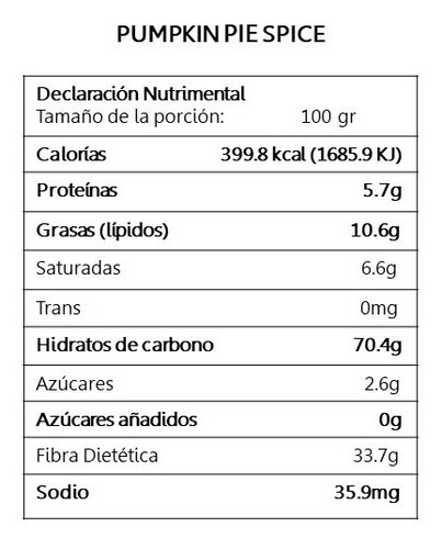 Imagen 3 de 3 de Pumpkin Pie Spice 100 Grs Granel
