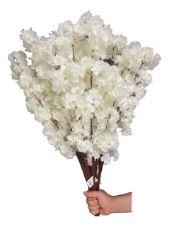 35 Galhos De Flor De Cerejeira Branco Artificial Premium