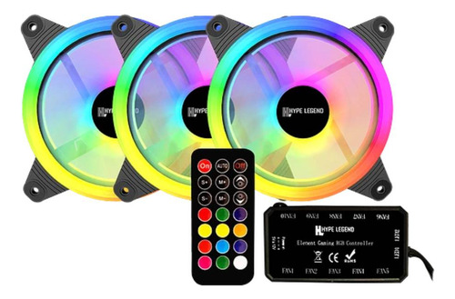 Pack 3x Ventiladores Rgb 120mm + Controlador Pf2 Hype Legend