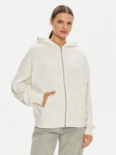 Polerón Diffused Ck Zip Blanco Calvin Klein