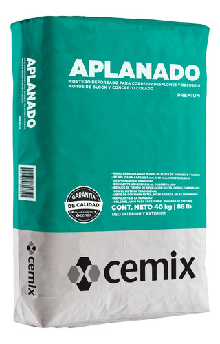 Aplanado Blanco 40 Kg  - Cemix