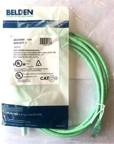 Belden Ax350058 Patch Cord Cat6+ 3,05m | 10 Verde