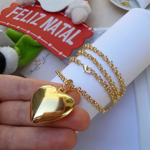 Imagem 8 de 8 de Conjunto Colar E Pulseira Coração Mosquetão Correntaria Moda