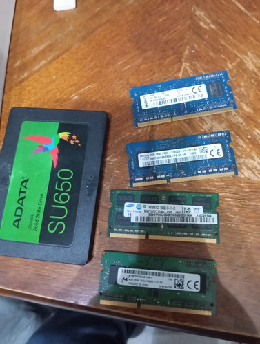 4 Memorias Ram Funcionales Para Laptop Y Disco Solido 120gb (Usado)