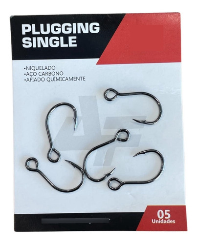Anzol Albatroz Plugging Single Nº 4 - Cartela C/ 5 Peças
