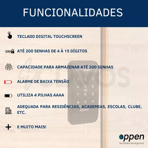 Fechadura Elétrica Digital Oppen Pilha Aaaa Para Pequenas Portas Uso Interno E Externo