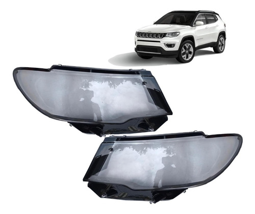 Lente Farol Jeep Compass 2017 2018 2019 2020 2021 Par