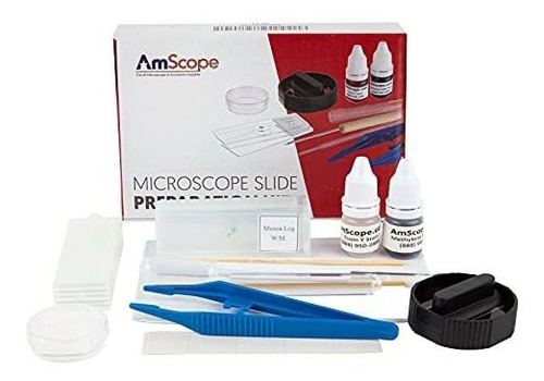 Amscope Sp-14 Portaobjetos De Microscopio Preparación Kit Qu