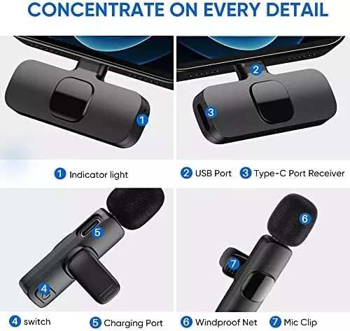 Micrófono inalámbrico Lavalier para teléfono (USB C) Plug-Play para  grabación Transmisión en vivo  TikTok Facebook - Outtec Argentina -  Tienda Online