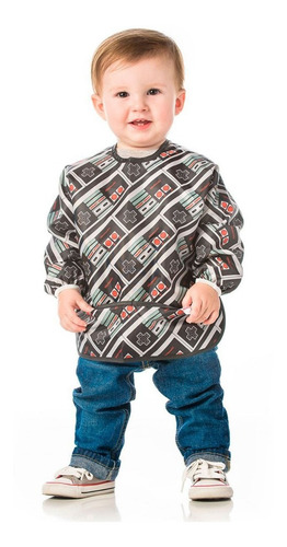 Imagen 1 de 2 de Control Nintendo Babero Con Mangas Para Bebés Impermeable