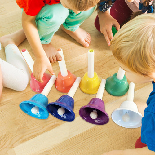 Juego De 8 Campanas De Mano De Colores, Instrumento Musical,