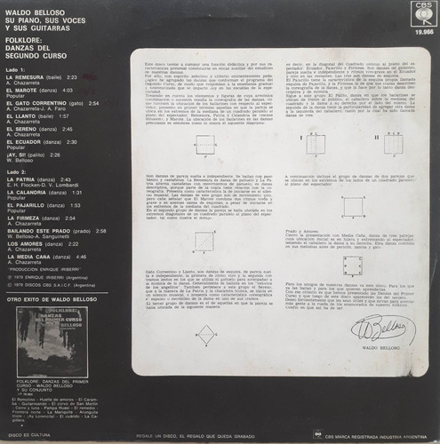 Waldo Belloso - Danzas Del Segundo Curso Lp (Usado)