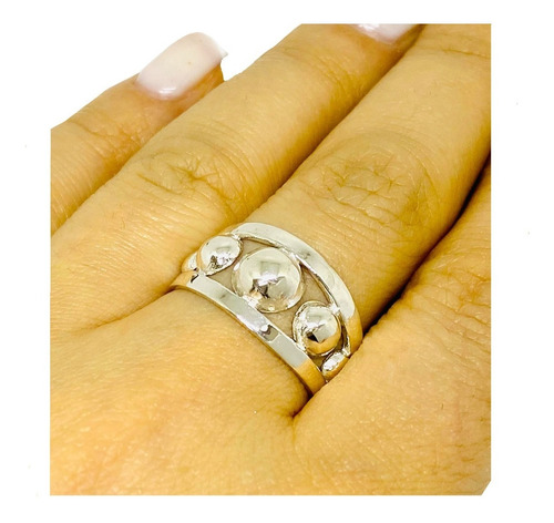 Anillo Media Bolitas Plata 925 Regalo Mujer Novia Ao 390