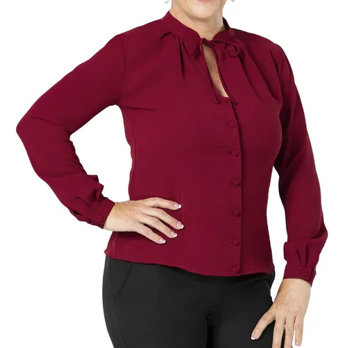Blusa Dama Formal Vino Manga Larga