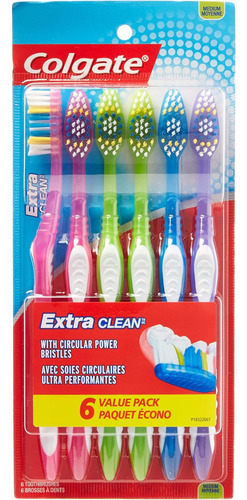 Colgate Extra Clean Full Head, Cepillo De Dientes Mediano, 6