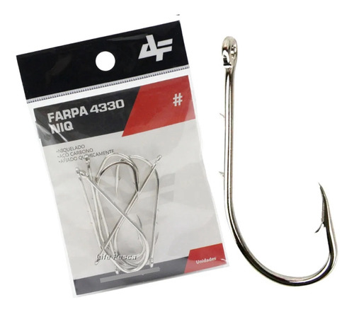 Anzol Albatroz Fishing 4330 Níquel N°6/0 Cartela Com 06 Un