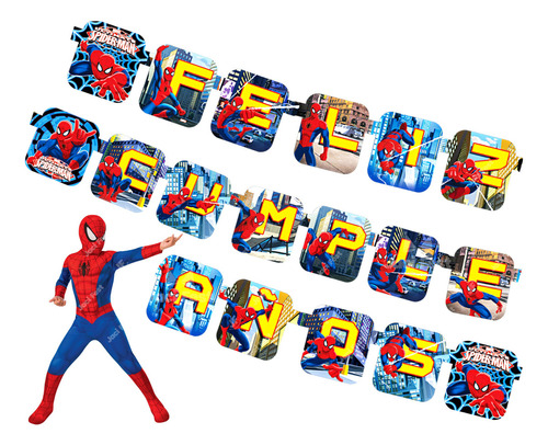 Spiderman Letrero Feliz Cumpleaños Artículo Fiesta - Spi0h1