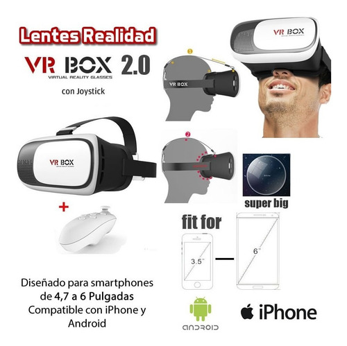 Lente Vr Box 2.0 Realidad Virtual 3d + Joystick Gafas