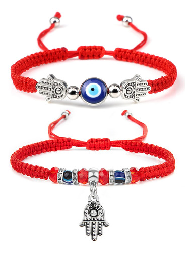 Fesciory Evil Eye Pulseras Para Mujer, 2 Piezas De Hilo Rojo