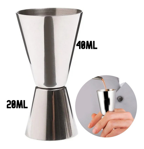 Medidor Doble Tragos Jigger 20/40ml Acero Inox Coctelera Bar