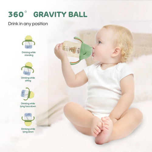 Botella De Agua Con Bombilla Bebés Aiwibi 300ml Verde