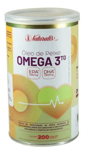 Óleo De Peixe Omega 3 Tg Epa Dha 200 Cápsulas Naturalis