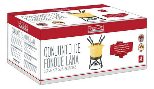 Conjunto Fondue Resistente Com Garfos Fogareiro Hauskraft Cor Amarelo Lana
