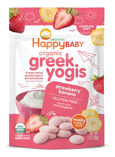 Happy Baby Organics Snacks Para Bebés, Yoguis Griegos, Yogur