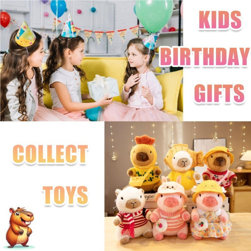 Q Peluche Capibara Con 9 Piezas De Ropa Y Accesorios