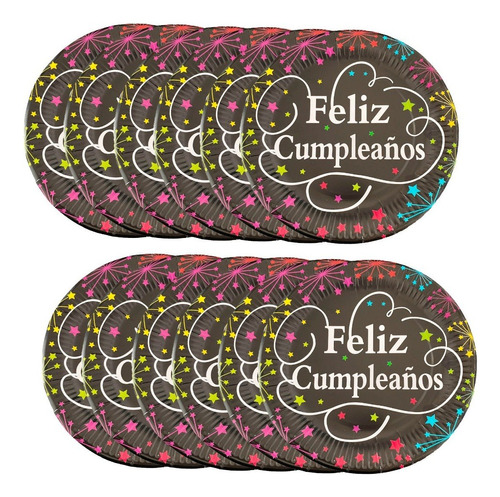 10 Platos De Cumpleaños Platos Desechables Feliz Cumpleaños