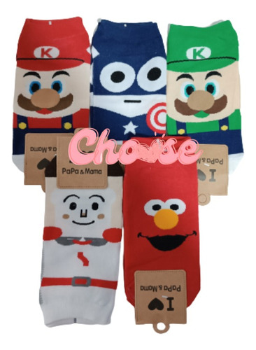 Set X 5 Medias Baletas Tobilleras Mario Bross-otros