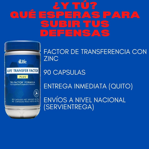 Imagen 2 de 6 de Factor De Transferencia Plus+zinc 90caps Entrega Imnediata