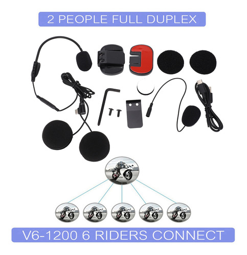 Intercomunicador V6plus Para Casco De Motocicleta 1200m