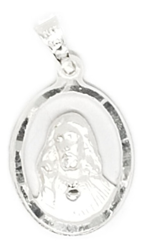 Dije De Sagrado Corazon Calado 2 Cm De Plata +estuche M12