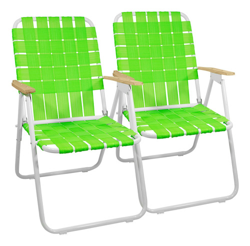 Set X 2 Sillon Fijo Cinta Caño Pintado 7/8 Reforzado Madera Color Verde Manzana