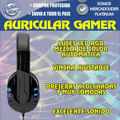 Auricular Gamer Led Rgb Microfono Pc Ps4 Xbox Gaming Cuotas