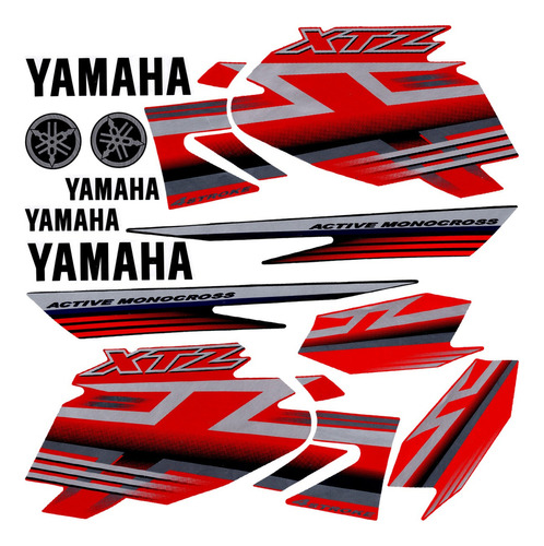 Jogo Faixa Adesivos Completo Yamaha Xtz 125 Vermelha 2009