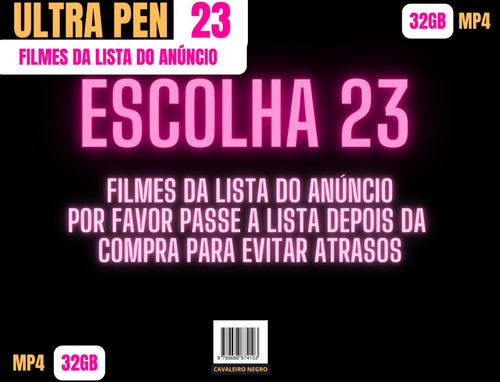 Pen Drive 32gb Com 23 Top Filmes De Ação E Tela De Sucessos