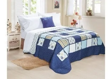 Cover 1 1/2 De Verano Estampado Jean Cartier Azul Cubrecama